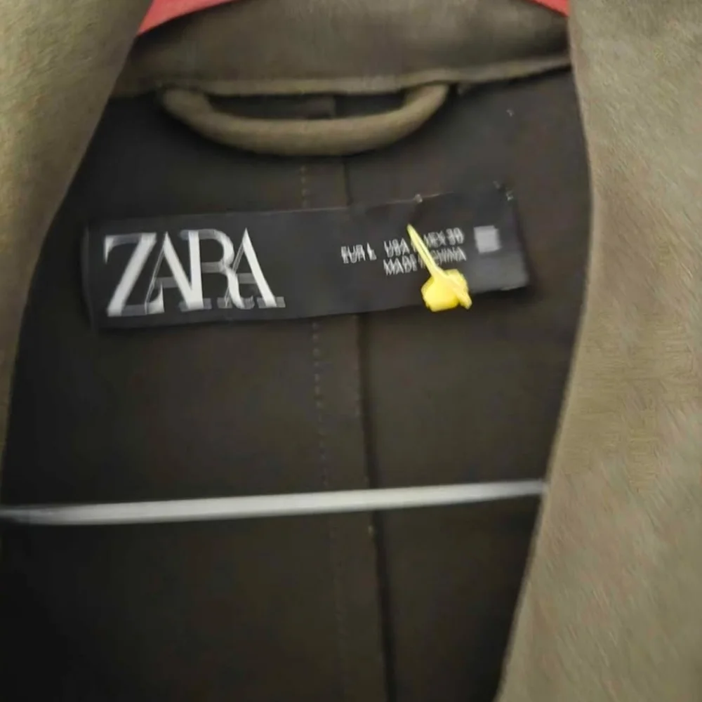 Zara Olive Green Woman's Trench Coat - Picture 3 of 3